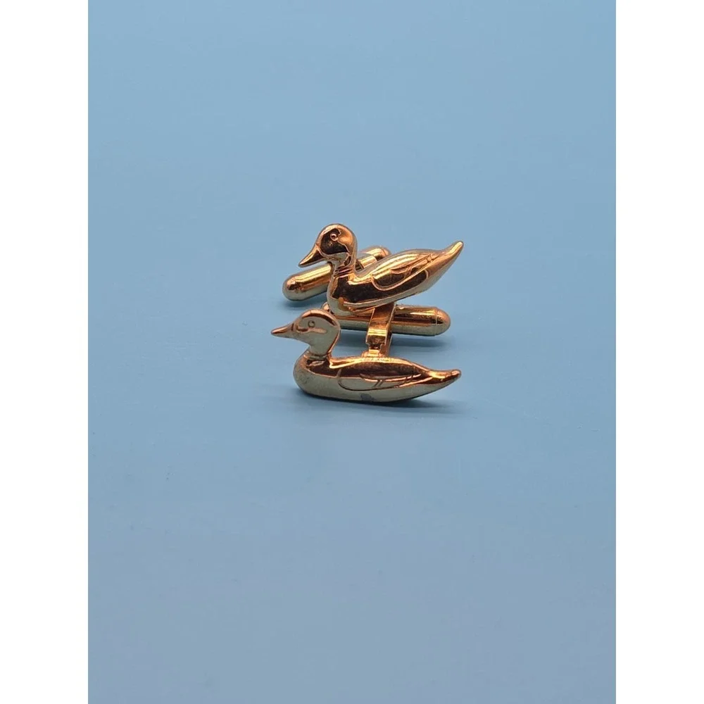 Pair Vintage Gold Duck Mallard Cufflinks Birds
